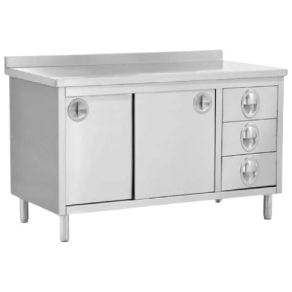 3 Çekmeceli ve Kapaklı Çalışma Tezgahı Endüstriyel Mutfak Ekipmanı